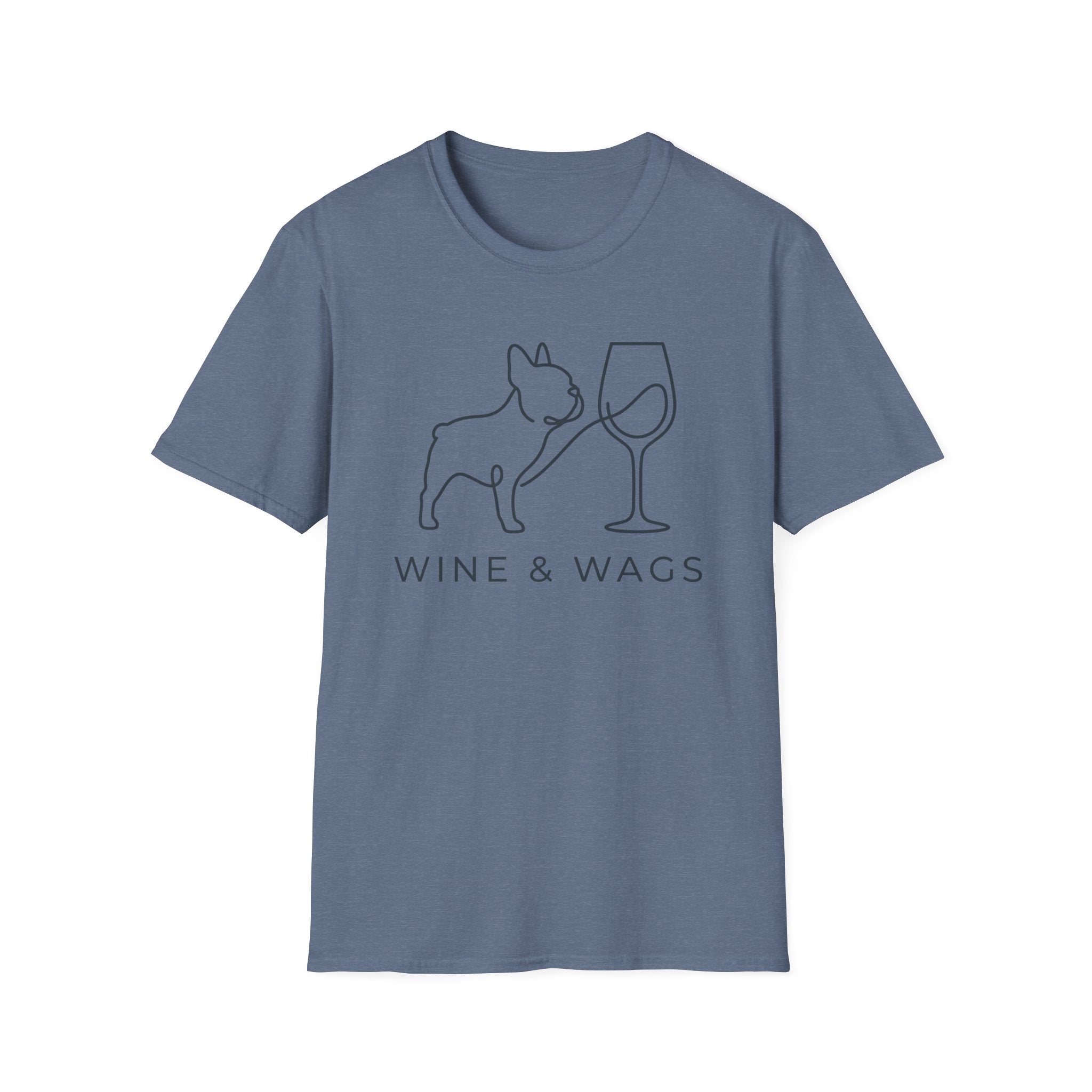 Wine & Wags T-Shirt — Dog and Wine Glass Tee