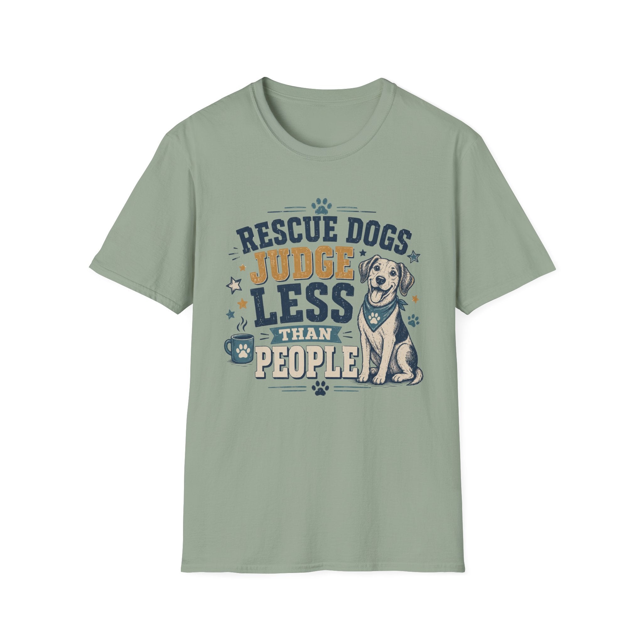 Rescue Dogs Judge Less Than People T-Shirt — Cute Mixed Breed Rescue Tee
