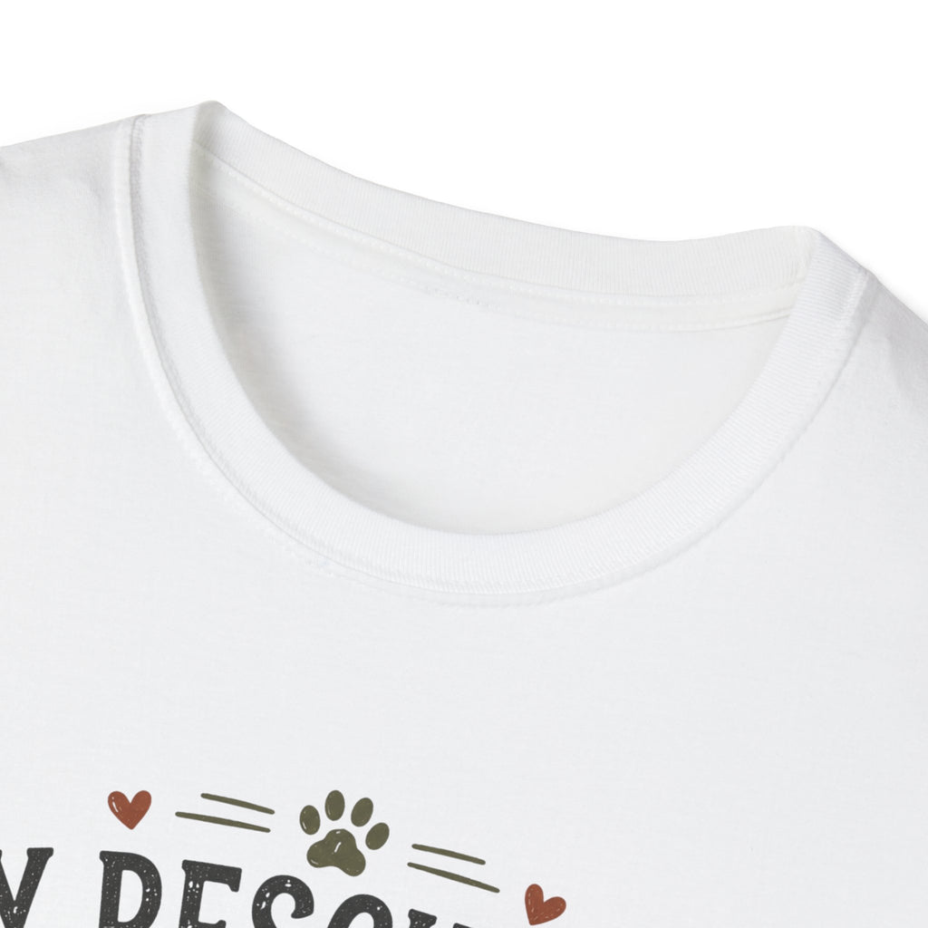 Rescue Dog T-Shirt — "My Rescue Dog Came With Emotional Baggage" Cute Adopted Pup Tee