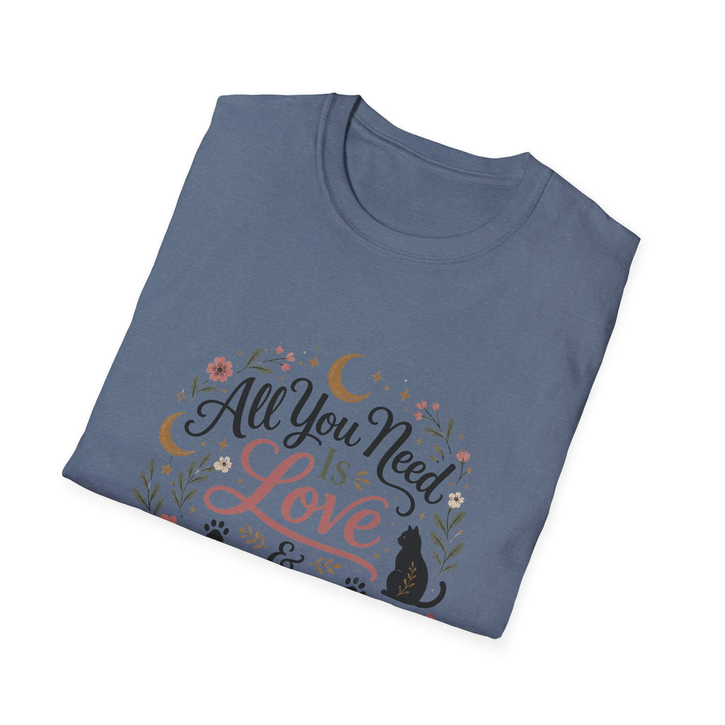 All You Need Is Love & A Cat T-Shirt — Floral Cat Lover Tee