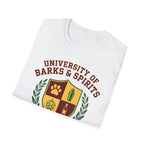 University of Barks & Spirits T-Shirt – "In Dogs We Trust" Crest Tee