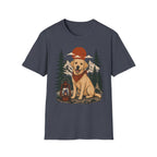Yellow Lab Lantern T-Shirt — Retro Camping Dog Tee