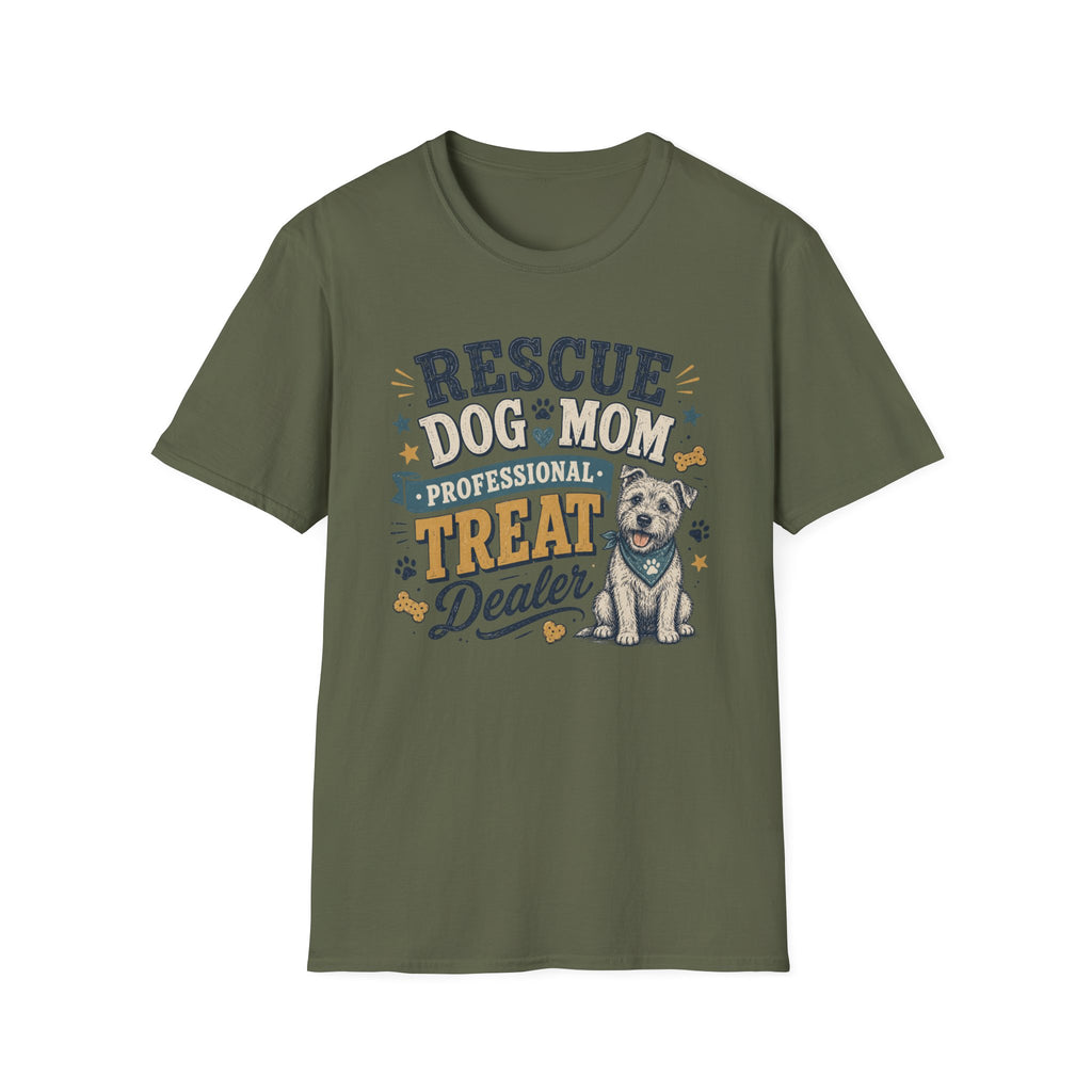 Rescue Dog Mom T-Shirt — "Professional Treat Dealer" Cute Rescue Puppy Tee