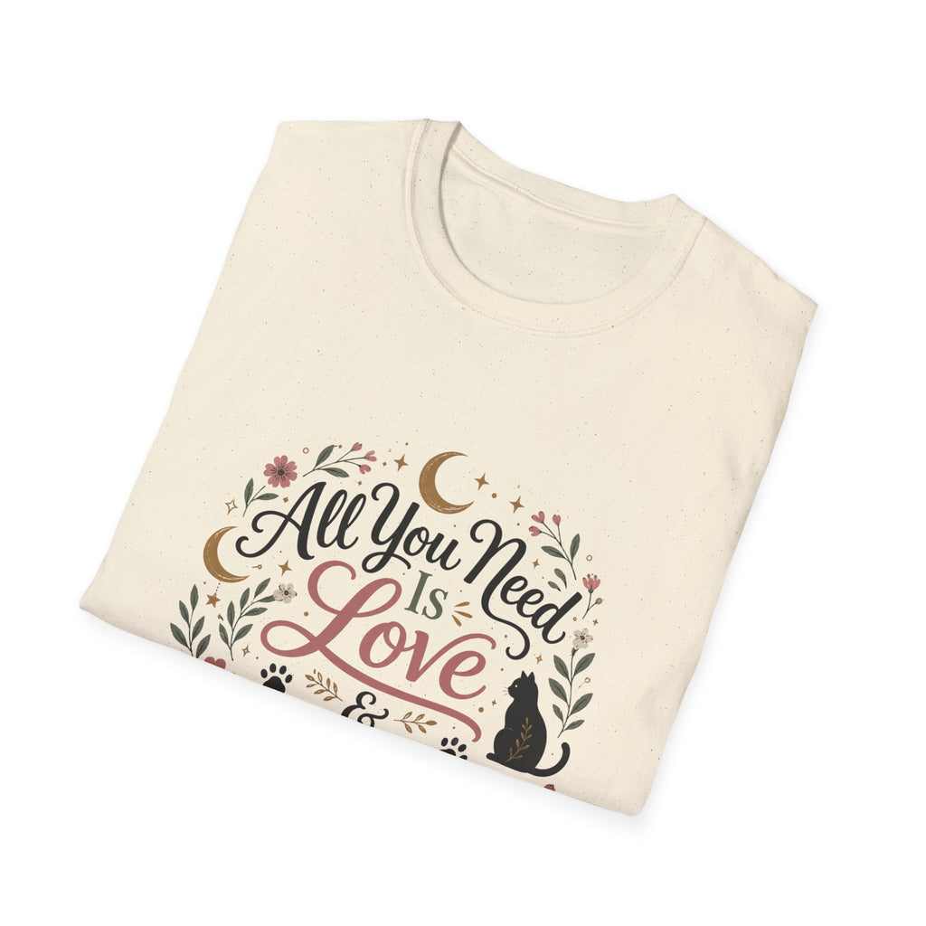 All You Need Is Love & A Cat T-Shirt — Floral Cat Lover Tee