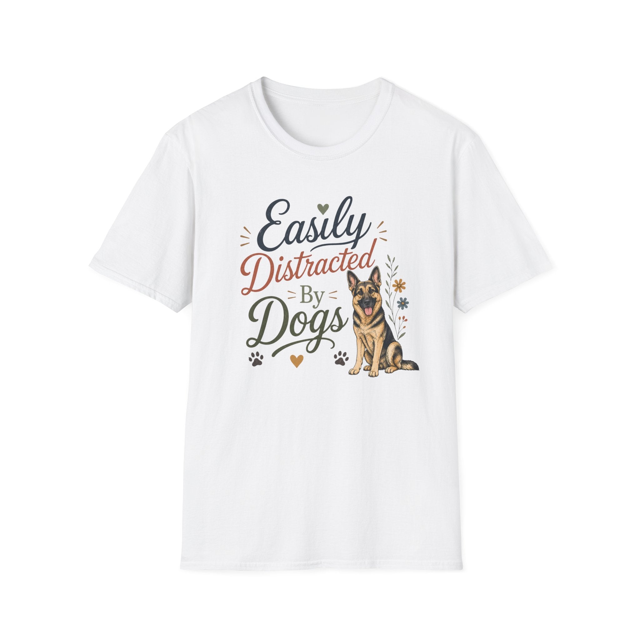 Easily Distracted by Dogs T-Shirt — German Shepherd Dog Lover Tee