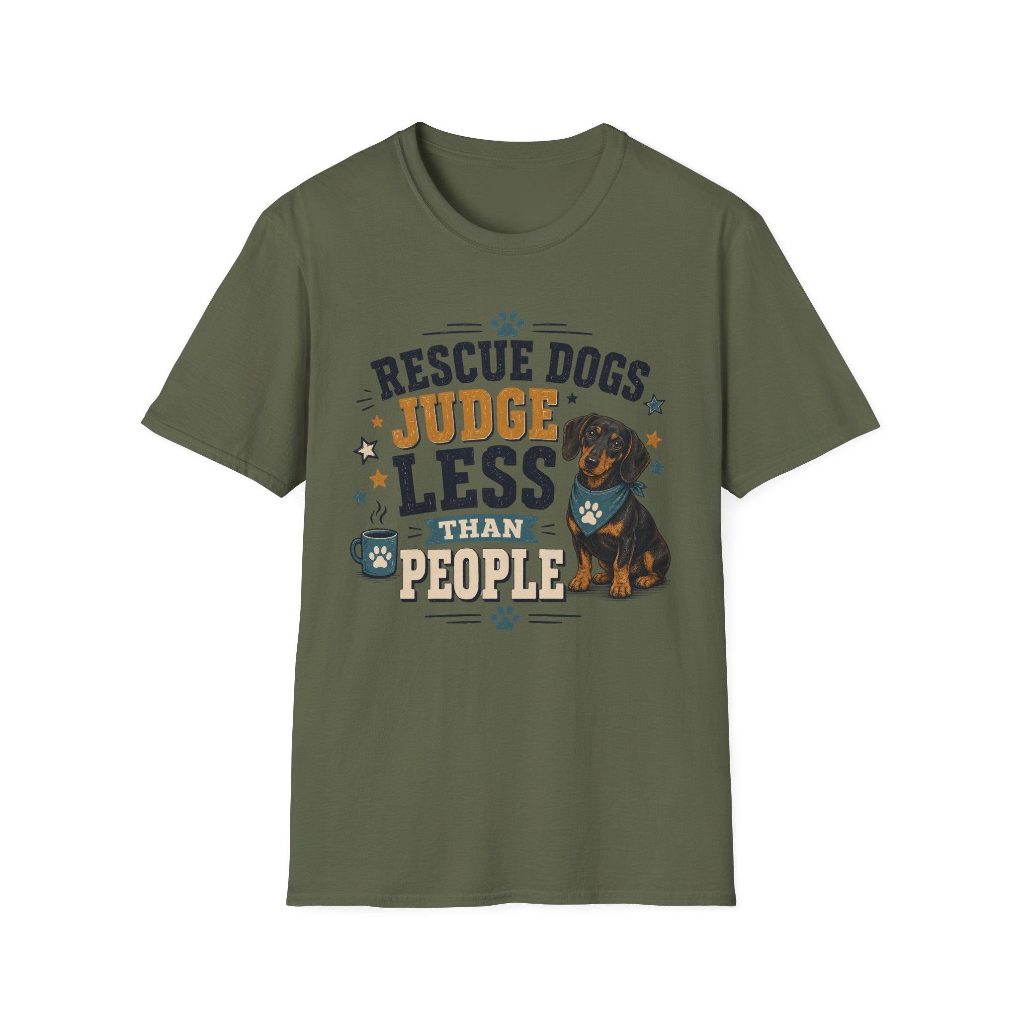Rescue Dogs Judge Less Than People T-Shirt — Cute Dauschund Rescue Tee