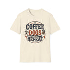 Coffee Dogs Repeat T-Shirt — Funny Dog Lover Coffee Tee