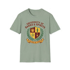 University of Barks & Spirits T-Shirt – "In Dogs We Trust" Crest Tee