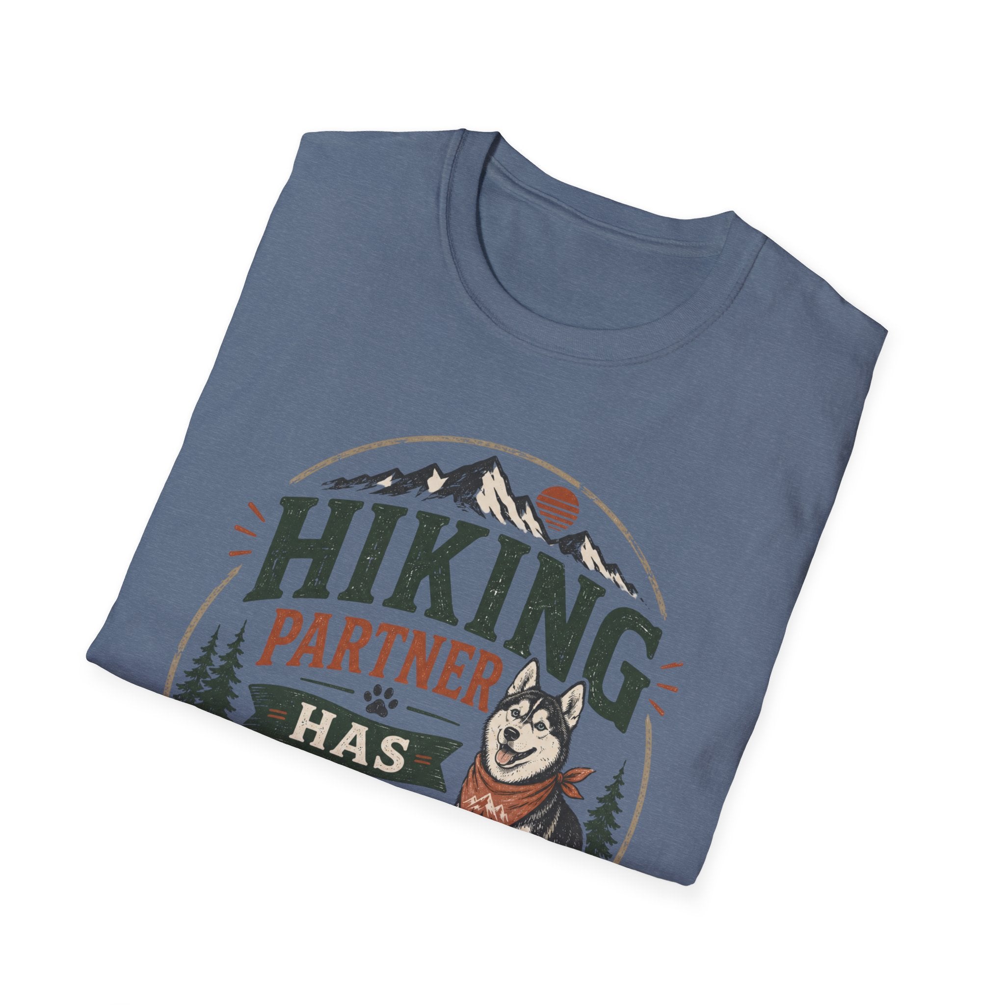 Hiking Partner Has Four Legs T-Shirt — Husky Dog Lover Outdoor Tee