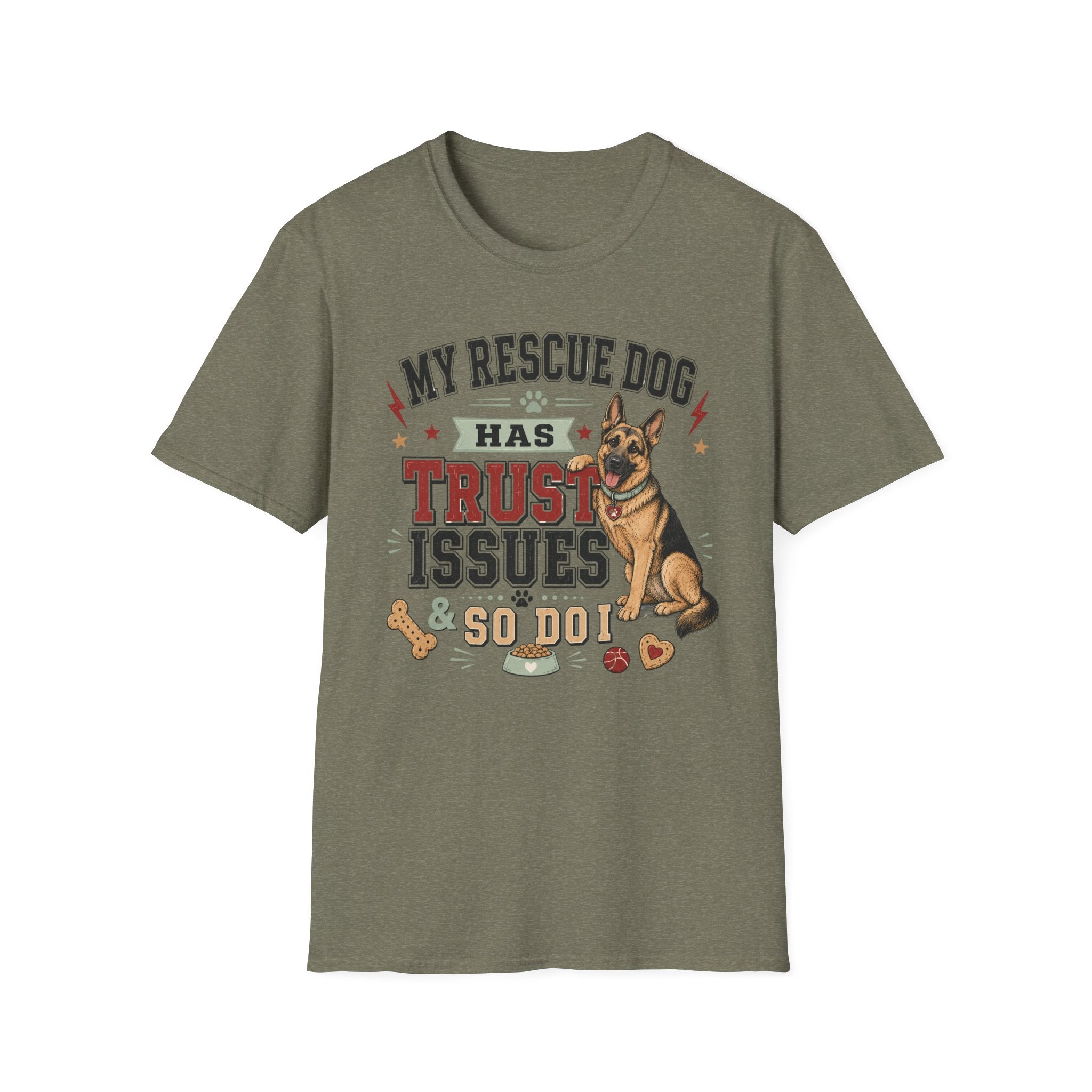 My Rescue Dog Has Trust Issues T-Shirt —German Shepherd Rescue Dog Owner Tee