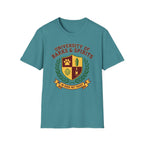 University of Barks & Spirits T-Shirt – "In Dogs We Trust" Crest Tee