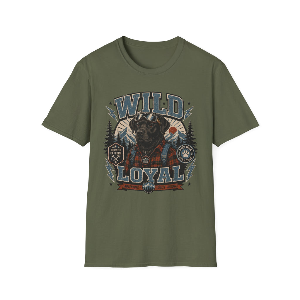 Wild & Loyal Dog T-Shirt — Vintage Lumberjack Black Labrador Design