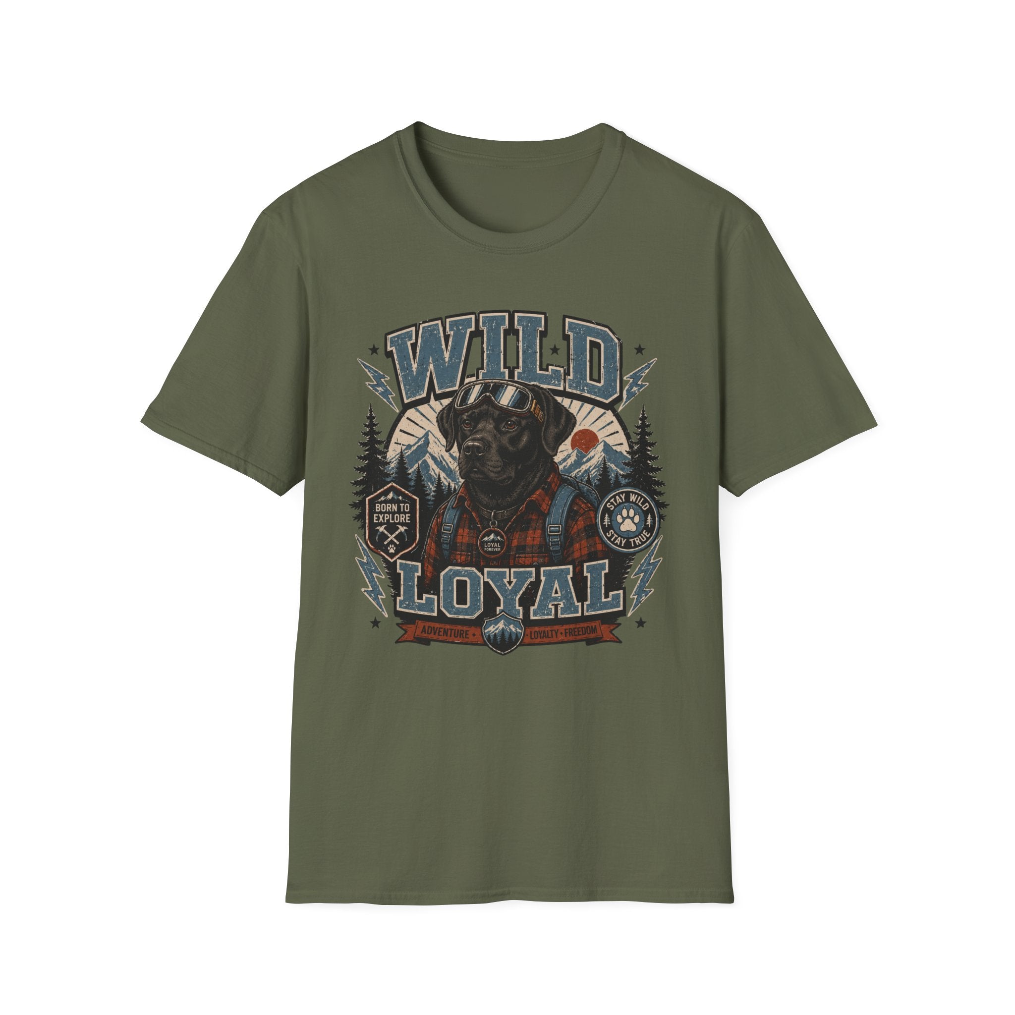 Wild & Loyal Dog T-Shirt — Vintage Lumberjack Black Labrador Design