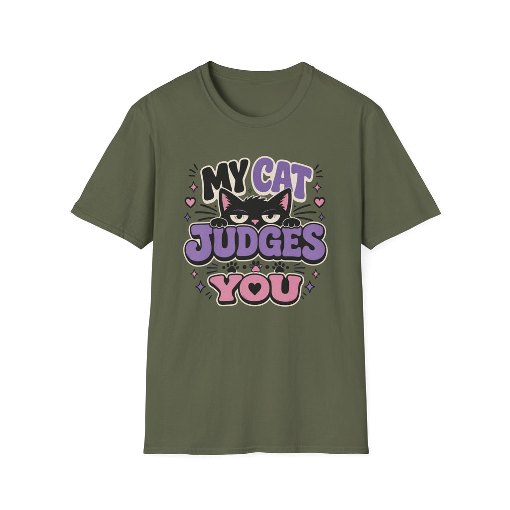 'My Cat Judges You' Cute Funny Cat Graphic Tee