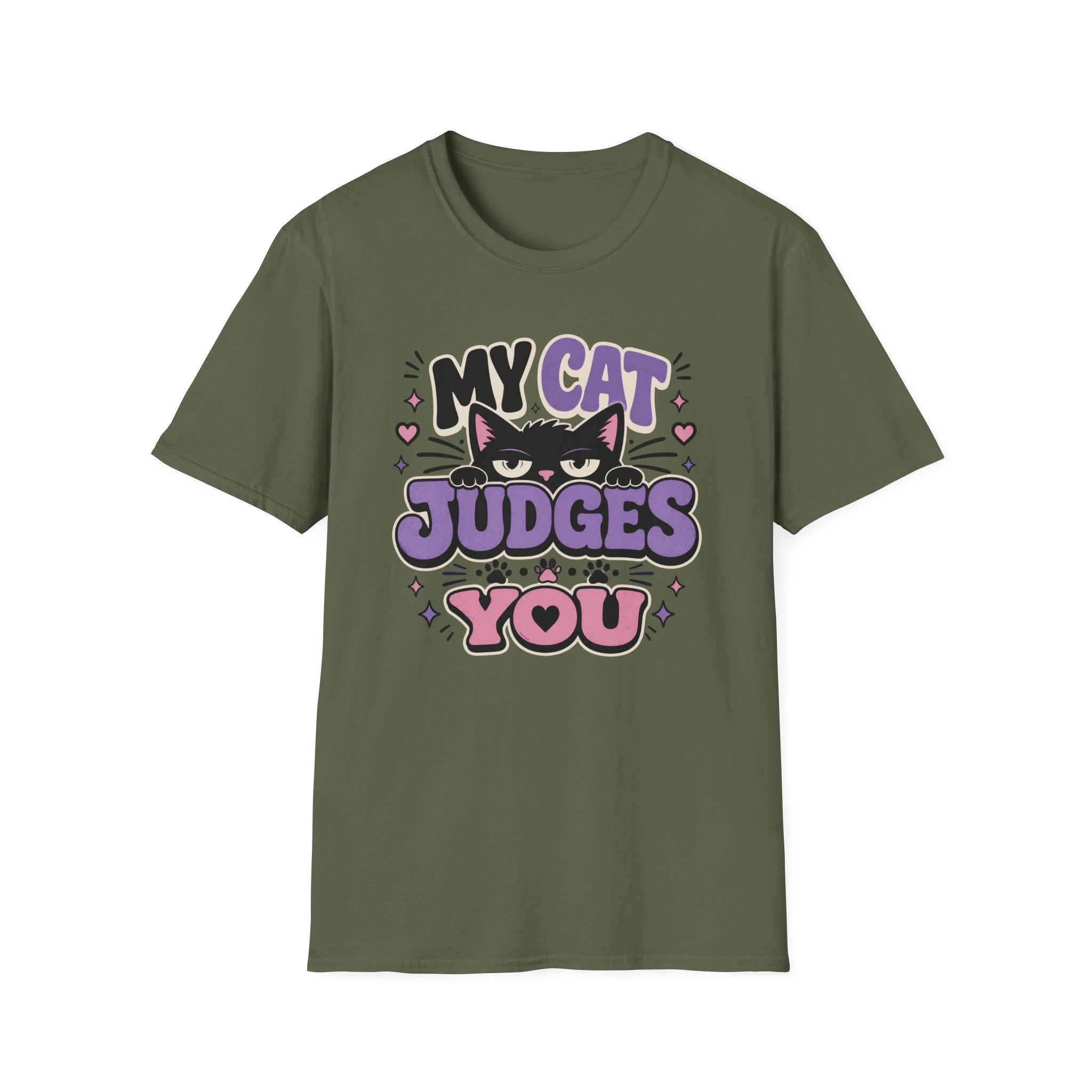 'My Cat Judges You' Cute Funny Cat Graphic Tee