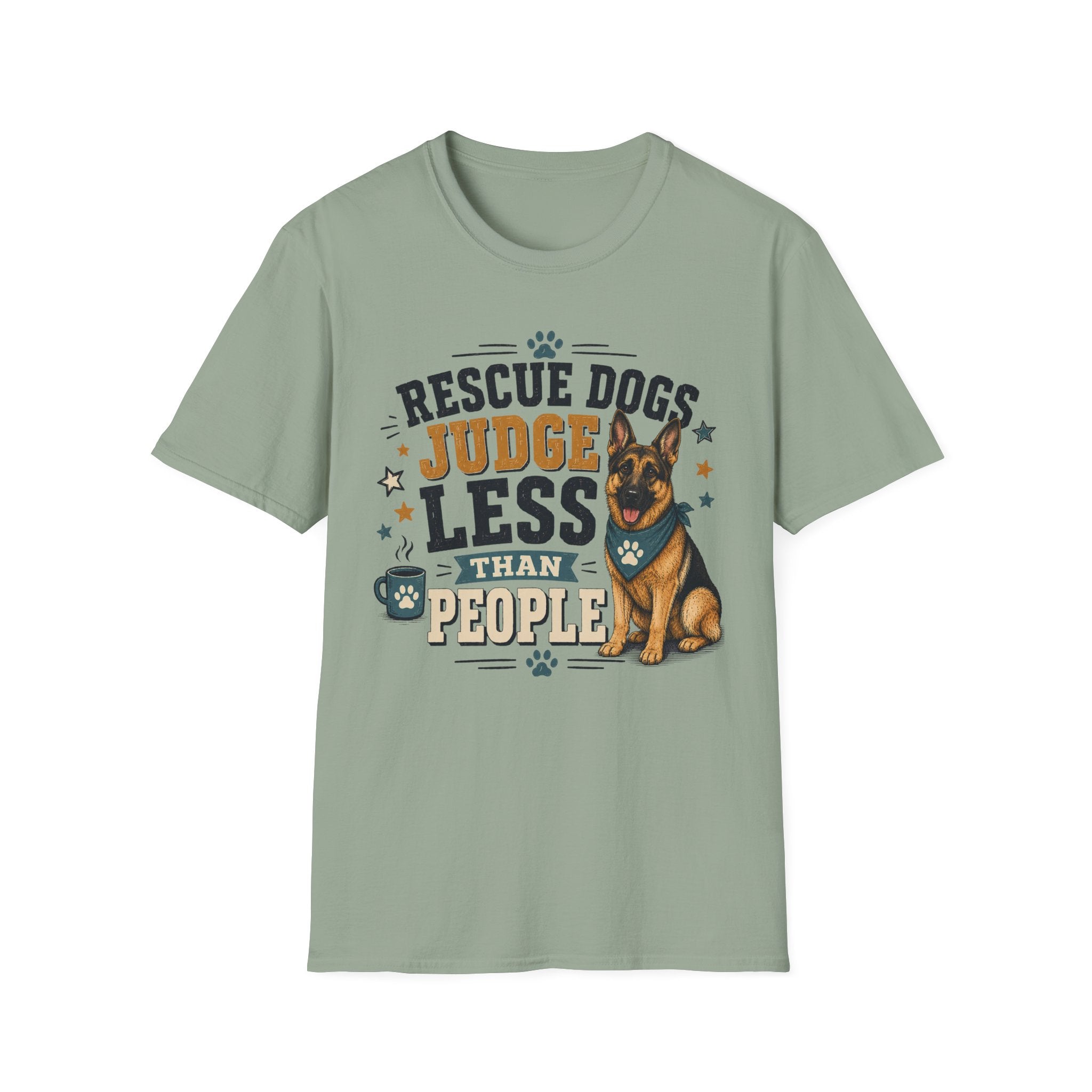 Rescue Dogs Judge Less Than People T-Shirt — Cute German Shepherd Rescue Tee