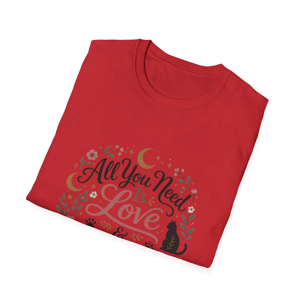 All You Need Is Love & A Cat T-Shirt — Floral Cat Lover Tee