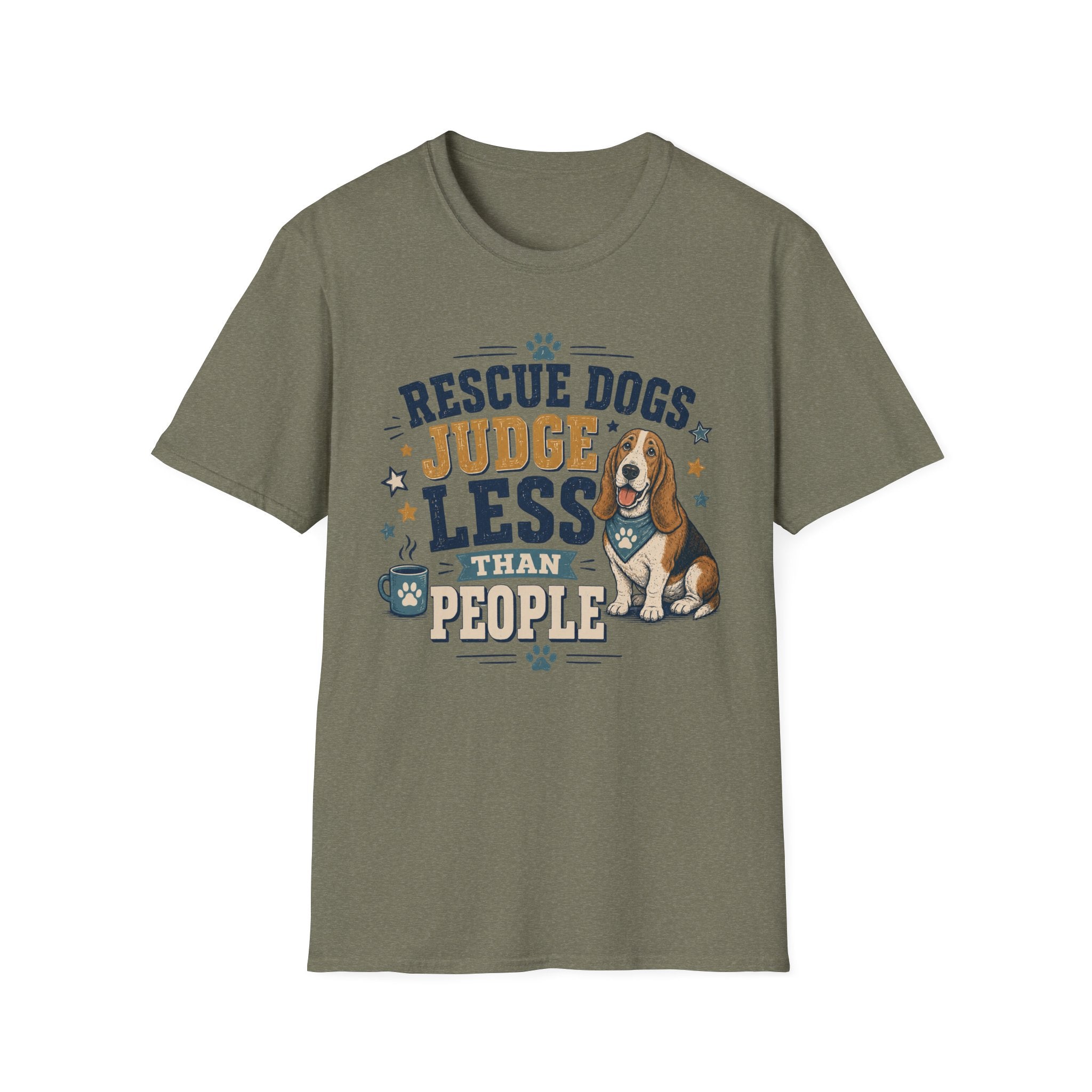 Rescue Dogs Judge Less Than People T-Shirt — Cute Basset Hound Rescue Tee