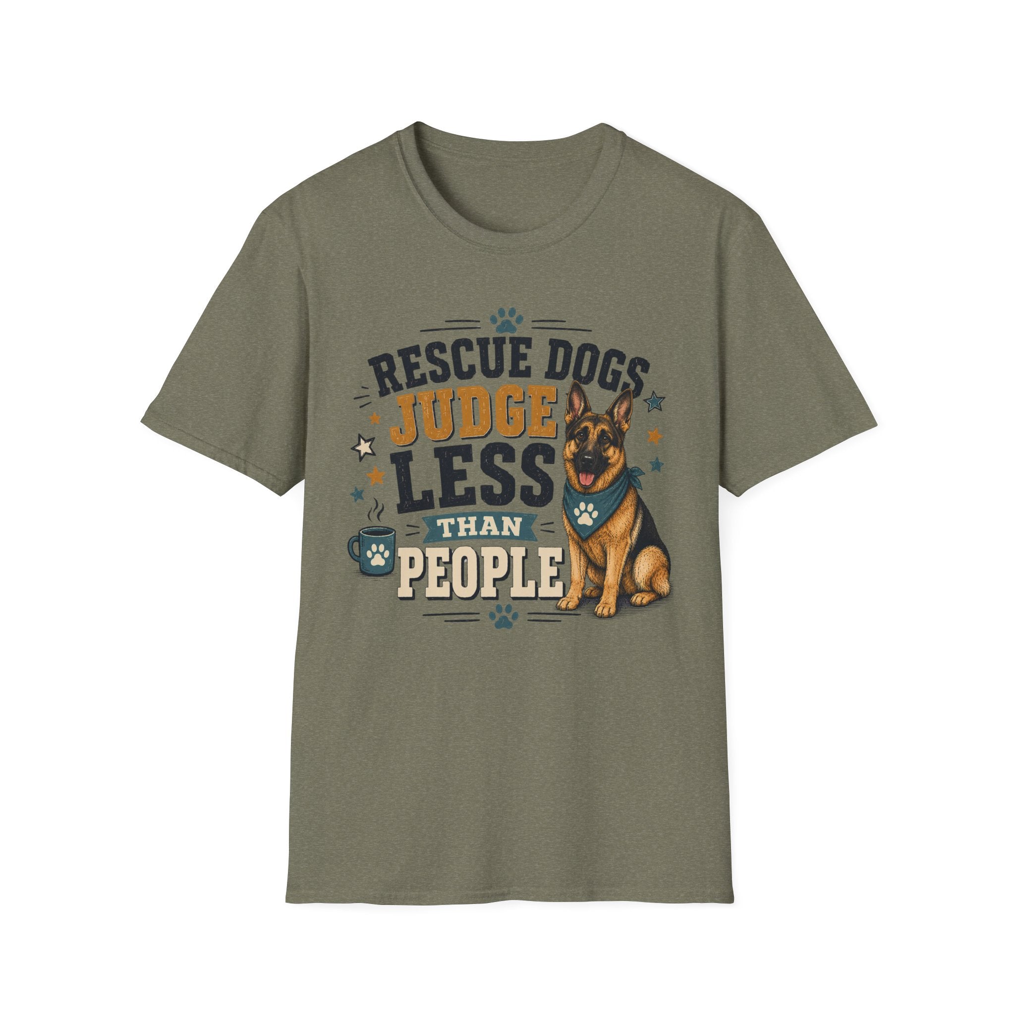 Rescue Dogs Judge Less Than People T-Shirt — Cute German Shepherd Rescue Tee