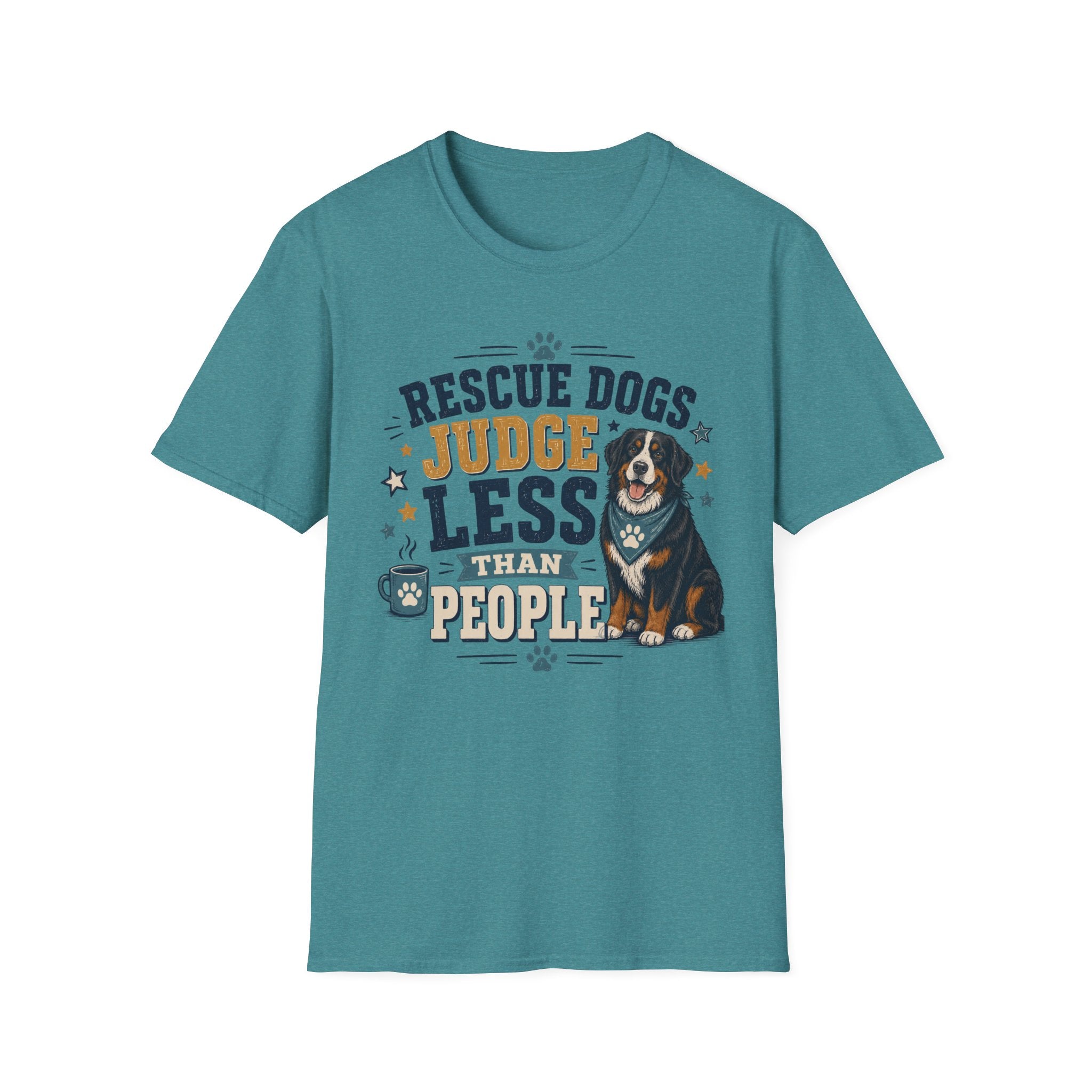 Rescue Dogs Judge Less Than People T-Shirt — Cute Bernese Mountain Dog Rescue Tee