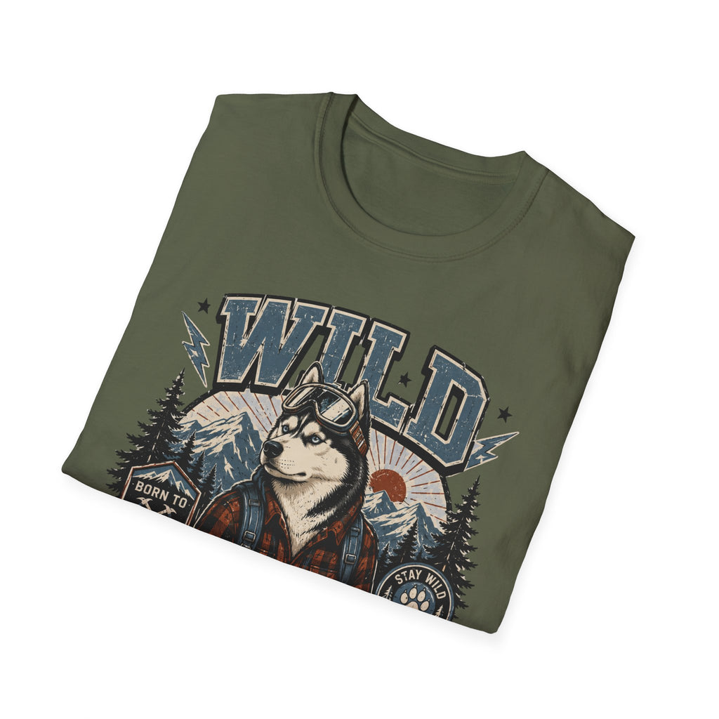 Wild & Loyal Husky T-Shirt — Vintage Mountain Dog Tee