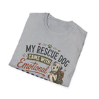 Rescue Dog T-Shirt — "My Rescue Dog Came With Emotional Baggage" Cute Adopted Pup Tee