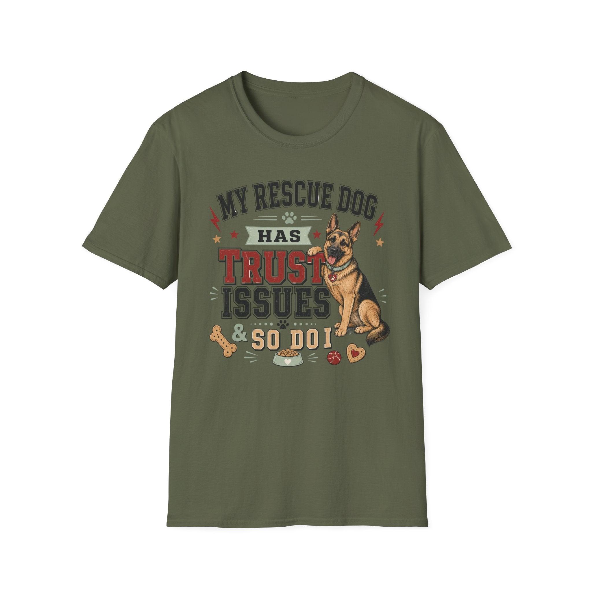 My Rescue Dog Has Trust Issues T-Shirt —German Shepherd Rescue Dog Owner Tee