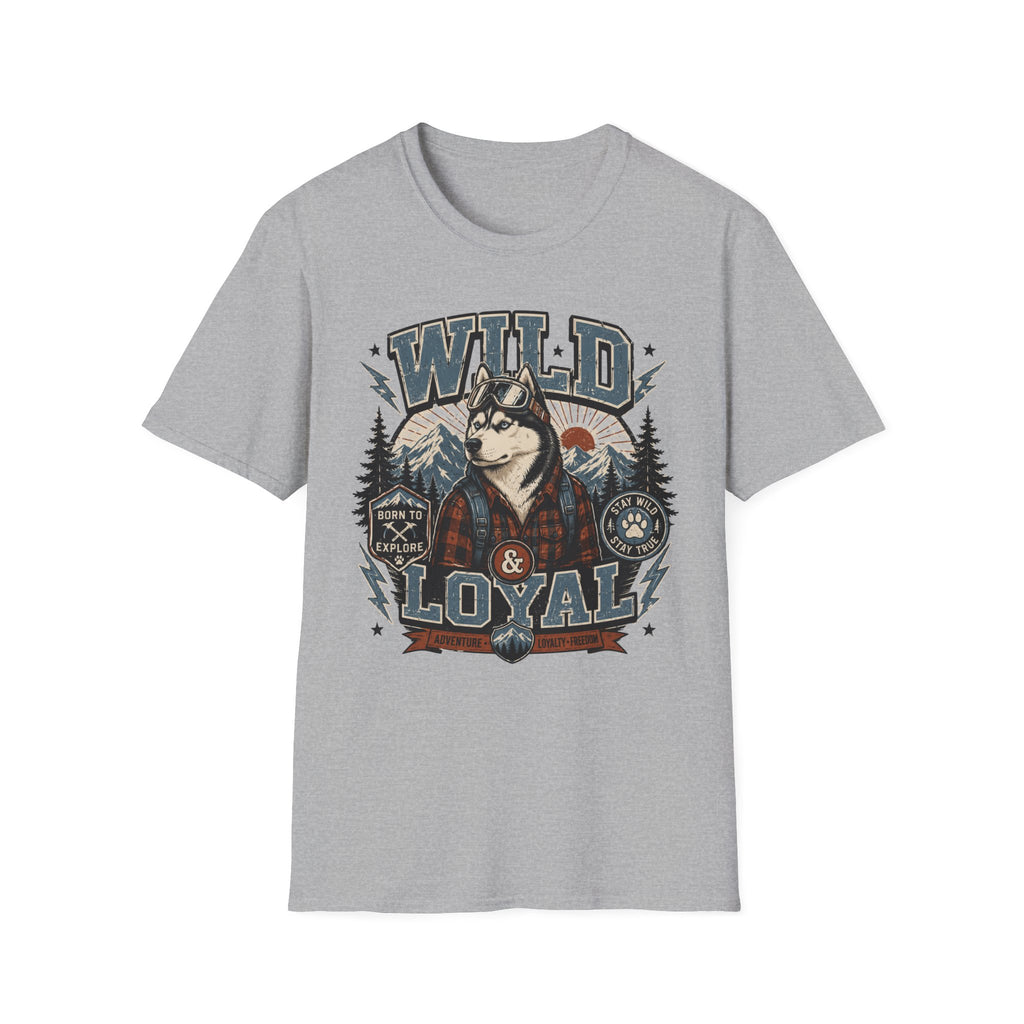 Wild & Loyal Husky T-Shirt — Vintage Mountain Dog Tee