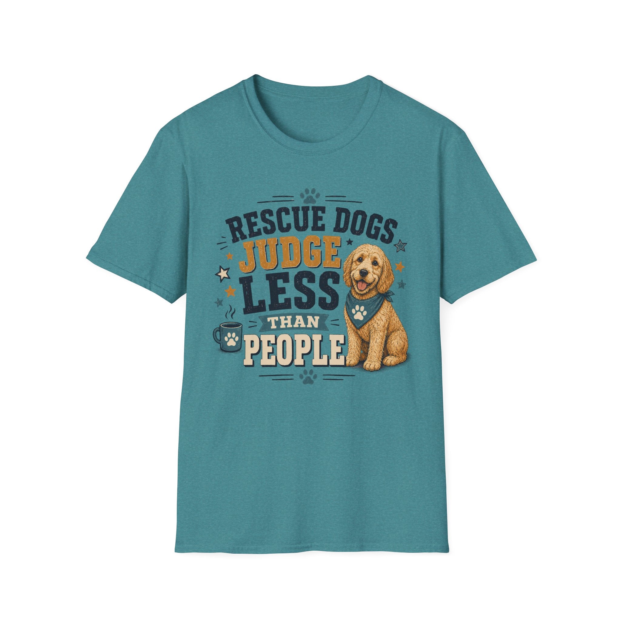 Rescue Dogs Judge Less Than People T-Shirt — Cute Golden Doodle Rescue Tee