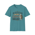 Rescue Dog T-Shirt — "My Rescue Dog Came With Emotional Baggage" Cute Adopted Pup Tee