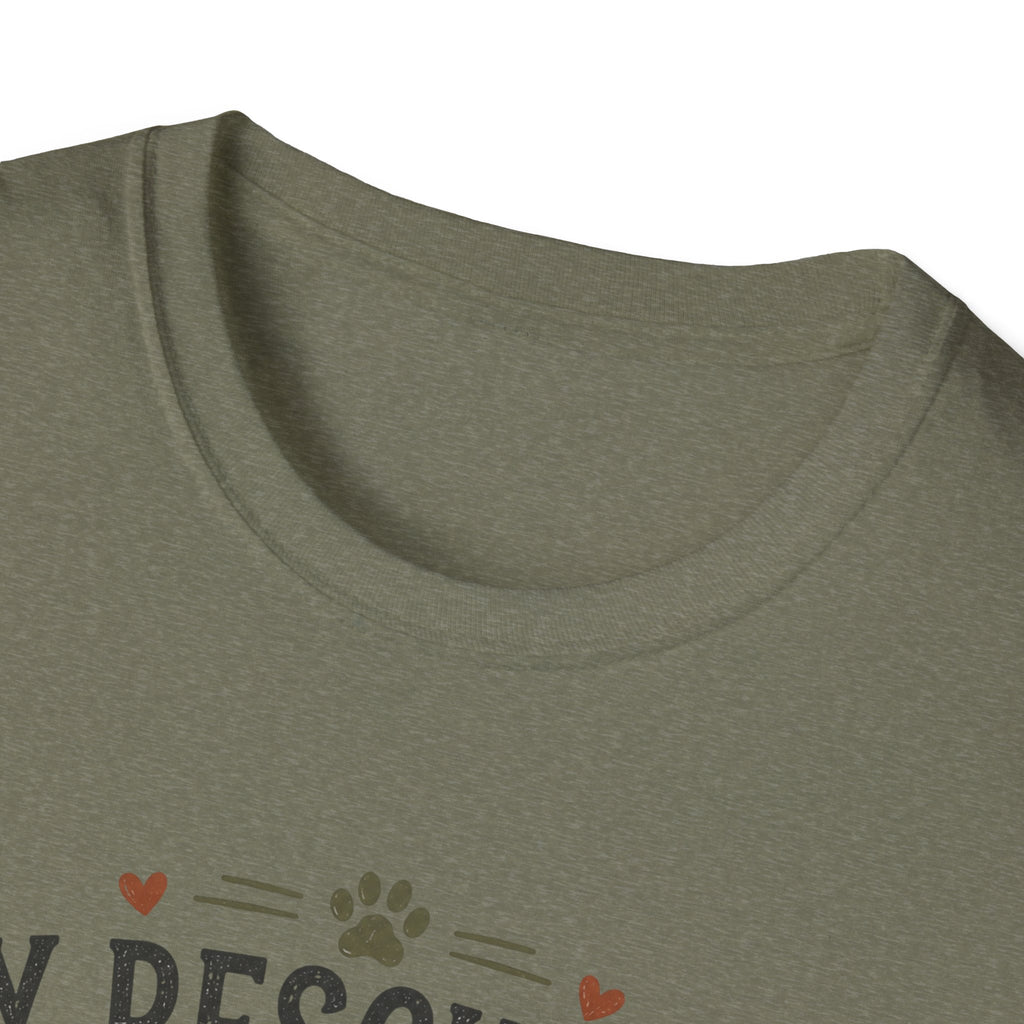 Rescue Dog T-Shirt — "My Rescue Dog Came With Emotional Baggage" Cute Adopted Pup Tee