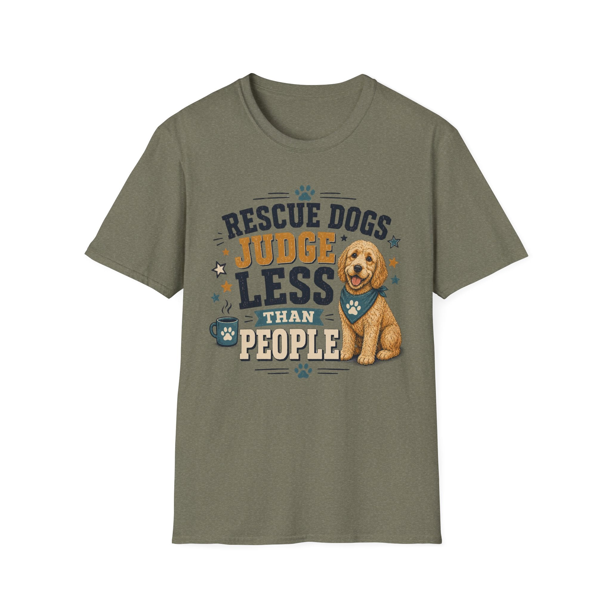 Rescue Dogs Judge Less Than People T-Shirt — Cute Golden Doodle Rescue Tee
