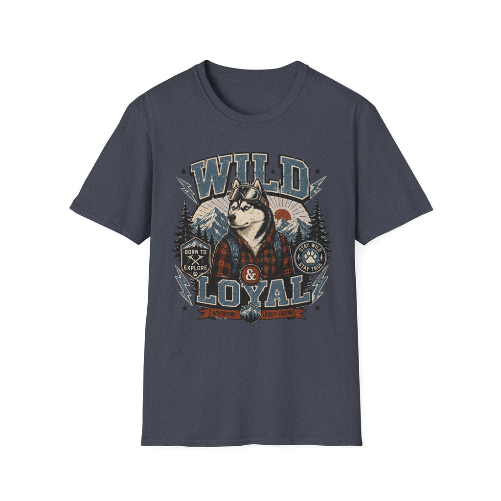Wild & Loyal Husky T-Shirt — Vintage Mountain Dog Tee
