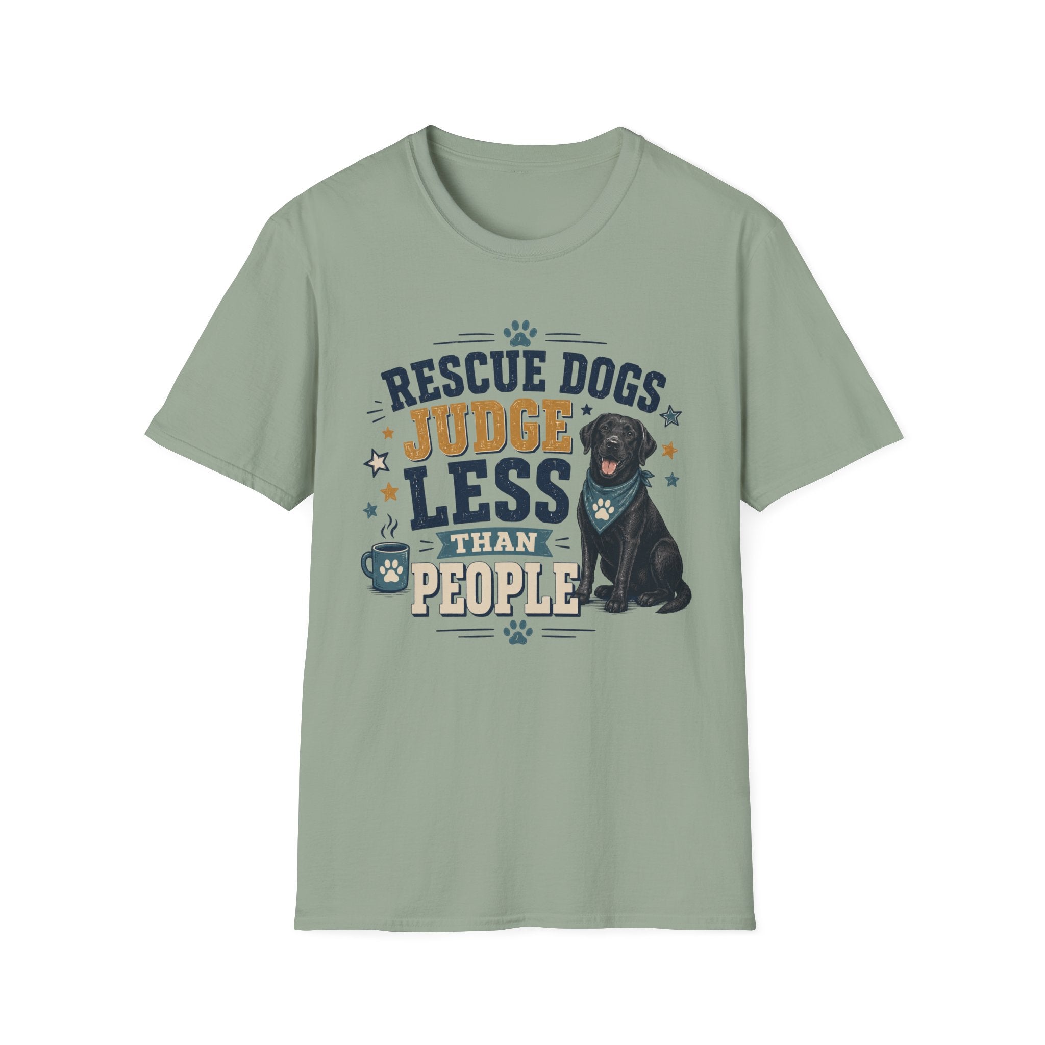 Rescue Dogs Judge Less Than People T-Shirt — Cute Black Lab Rescue Tee