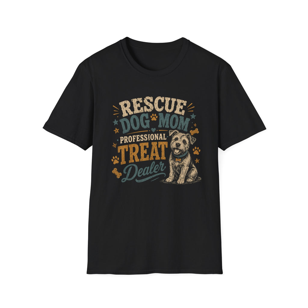 Rescue Dog Mom T-Shirt — "Professional Treat Dealer" Cute Rescue Puppy Tee