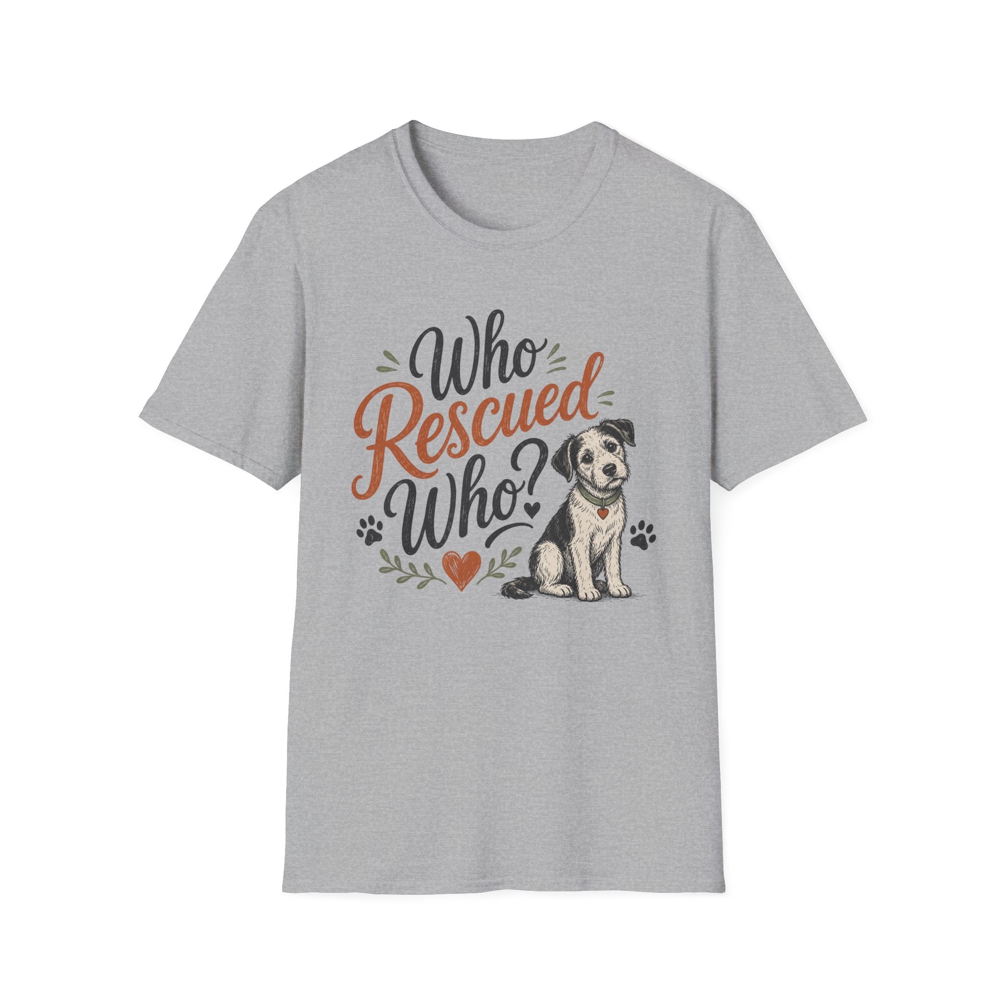 Who Rescued Who? Rescue Dog T-Shirt - Adopted Pet Lover Tee