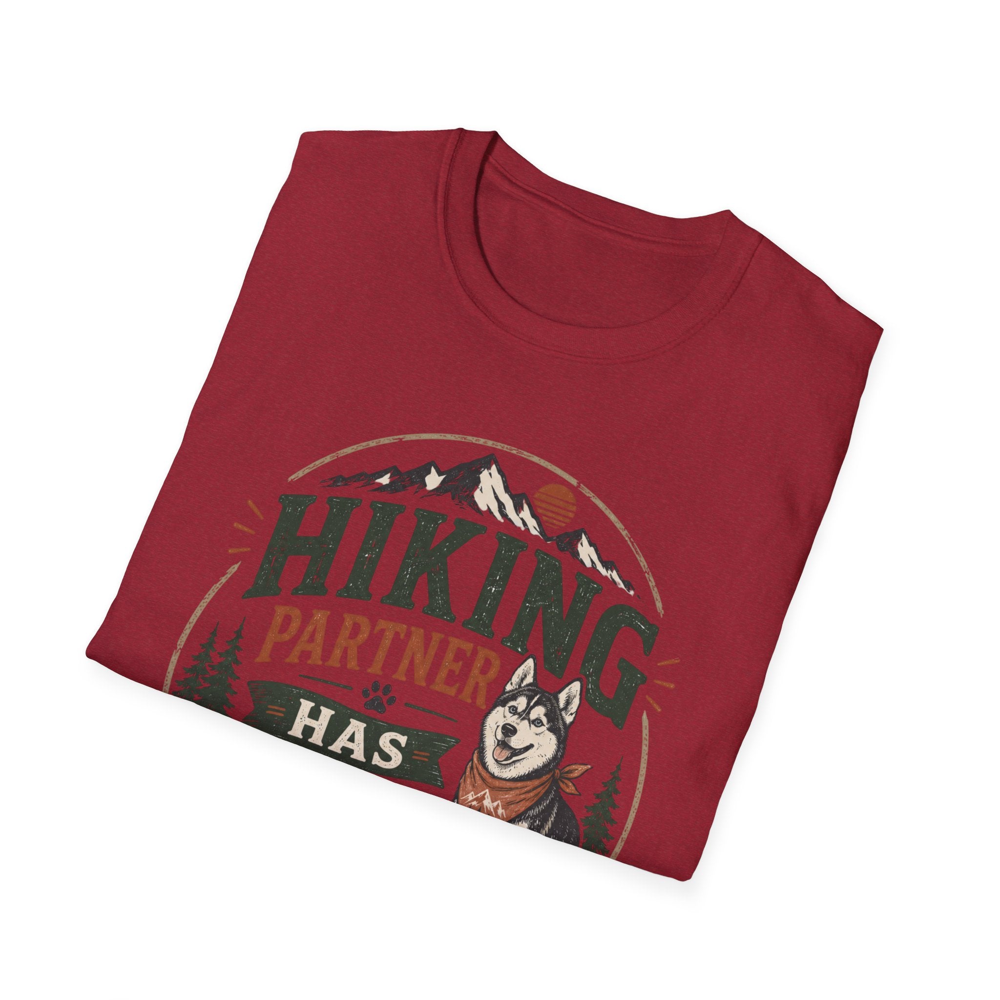 Hiking Partner Has Four Legs T-Shirt — Husky Dog Lover Outdoor Tee