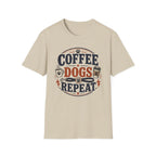 Coffee Dogs Repeat T-Shirt — Funny Dog Lover Coffee Tee