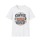 Coffee Dogs Repeat T-Shirt — Funny Dog Lover Coffee Tee