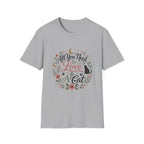 All You Need Is Love & A Cat T-Shirt — Floral Cat Lover Tee
