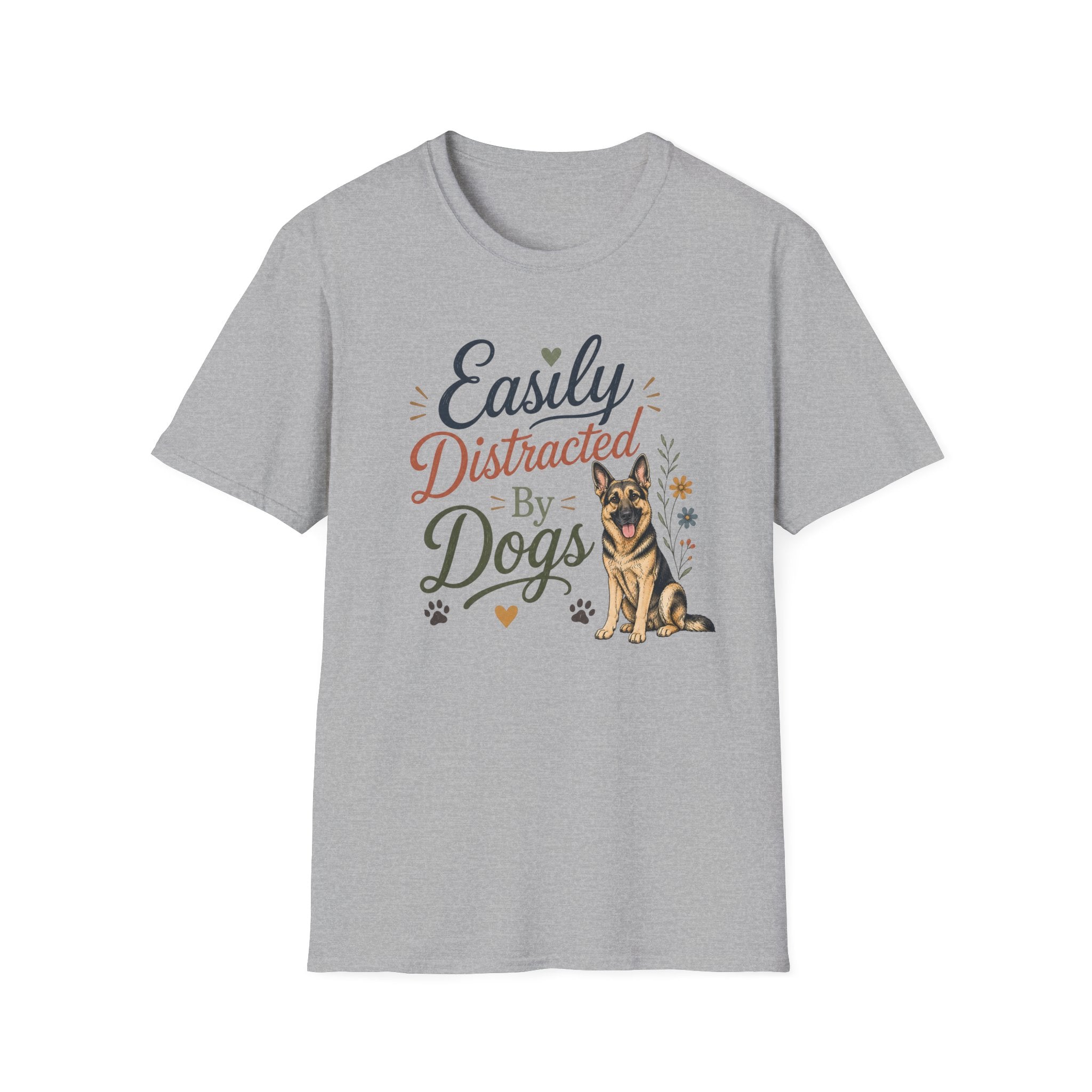 Easily Distracted by Dogs T-Shirt — German Shepherd Dog Lover Tee
