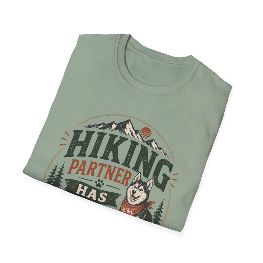 Hiking Partner Has Four Legs T-Shirt — Husky Dog Lover Outdoor Tee