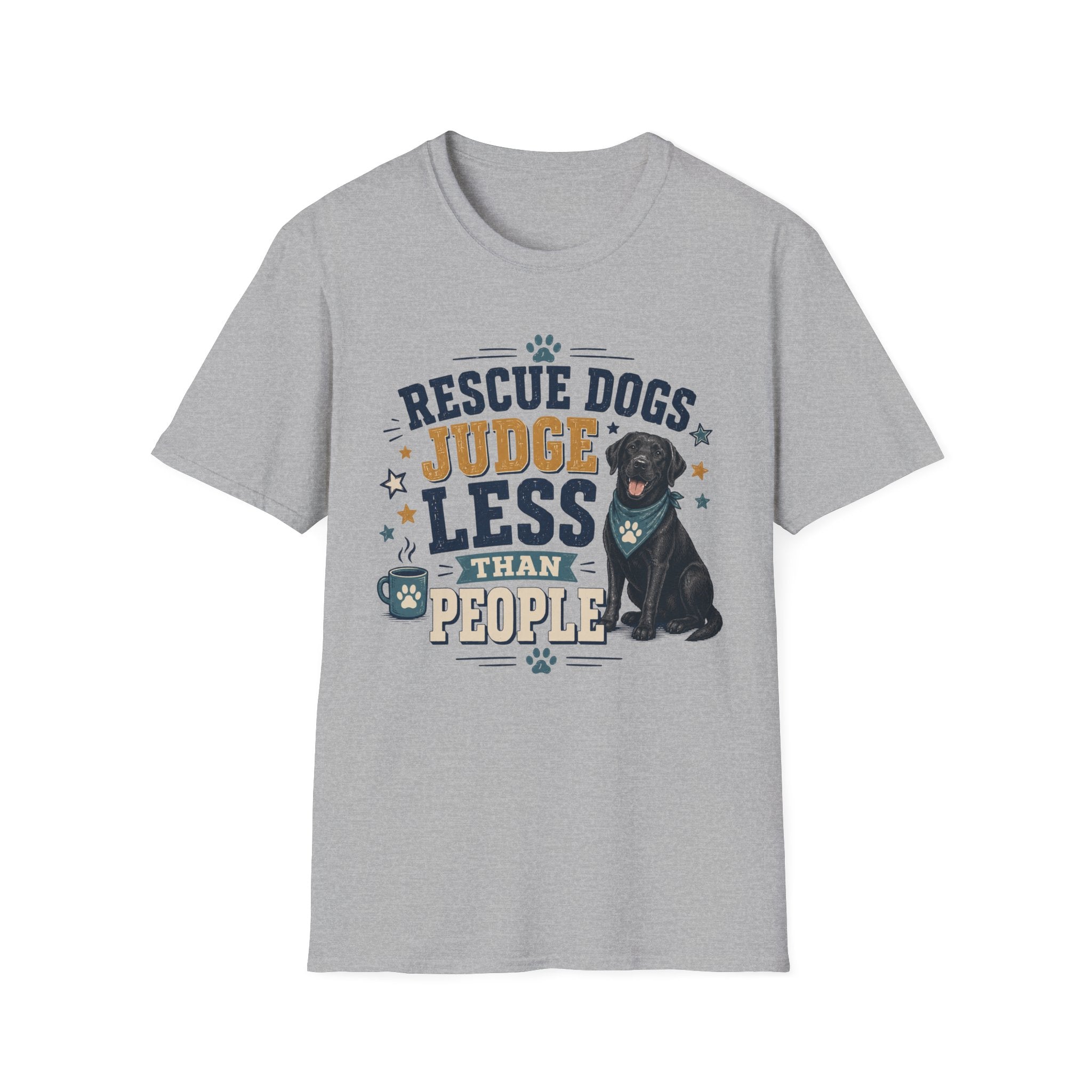Rescue Dogs Judge Less Than People T-Shirt — Cute Black Lab Rescue Tee