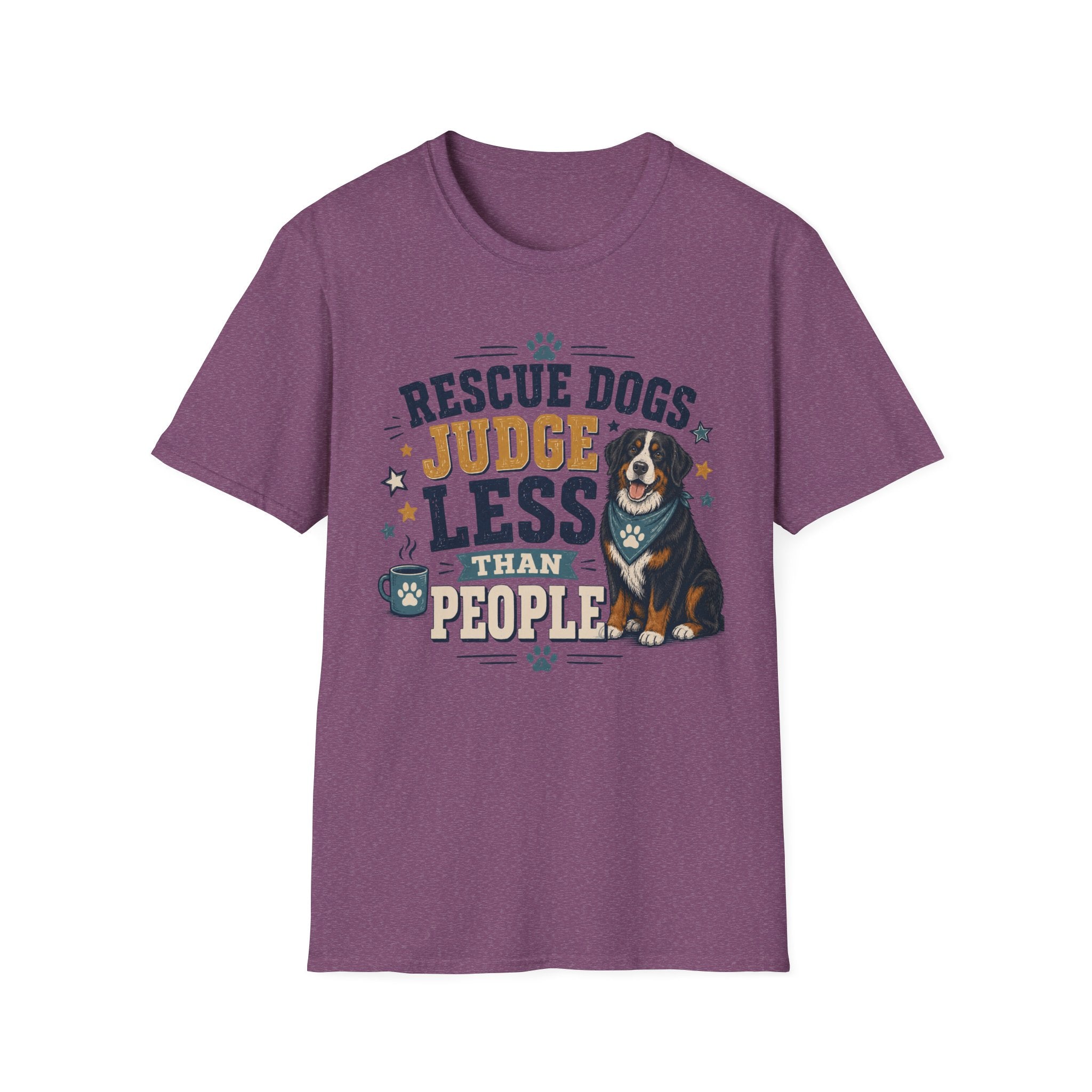 Rescue Dogs Judge Less Than People T-Shirt — Cute Bernese Mountain Dog Rescue Tee