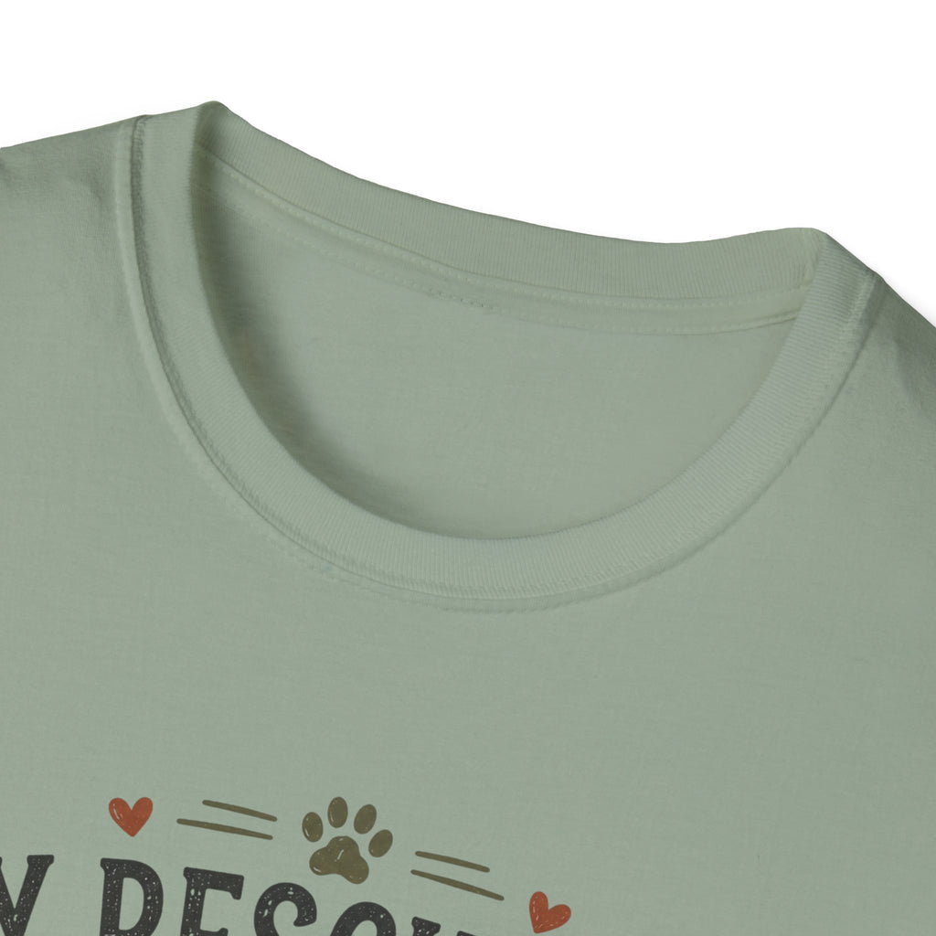 Rescue Dog T-Shirt — "My Rescue Dog Came With Emotional Baggage" Cute Adopted Pup Tee