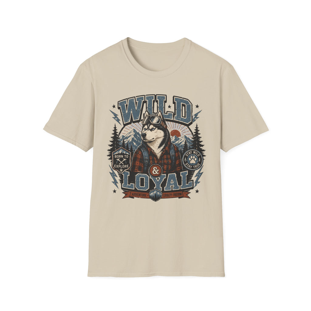Wild & Loyal Husky T-Shirt — Vintage Mountain Dog Tee
