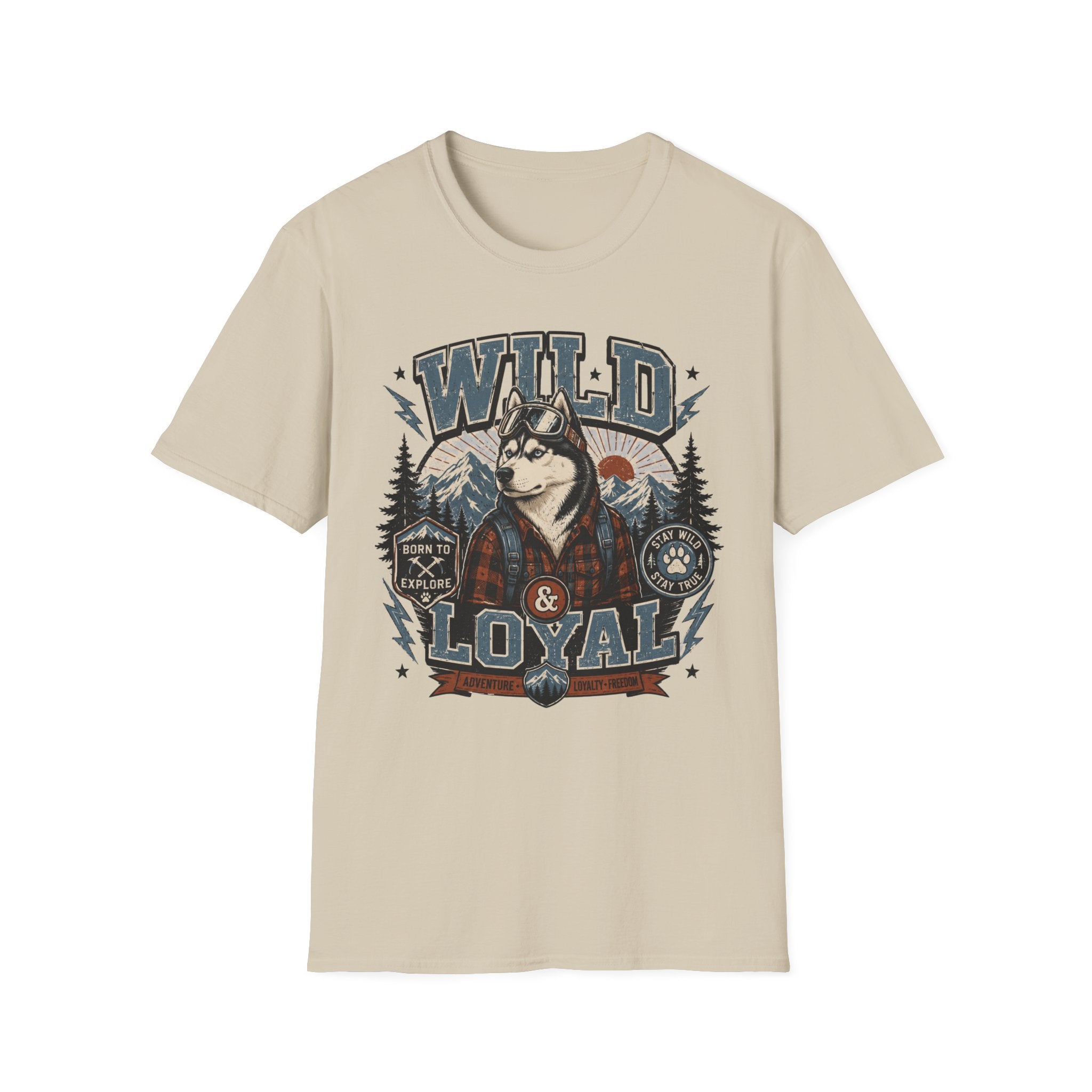 Wild & Loyal Husky T-Shirt — Vintage Mountain Dog Tee