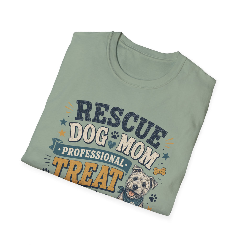 Rescue Dog Mom T-Shirt — "Professional Treat Dealer" Cute Rescue Puppy Tee