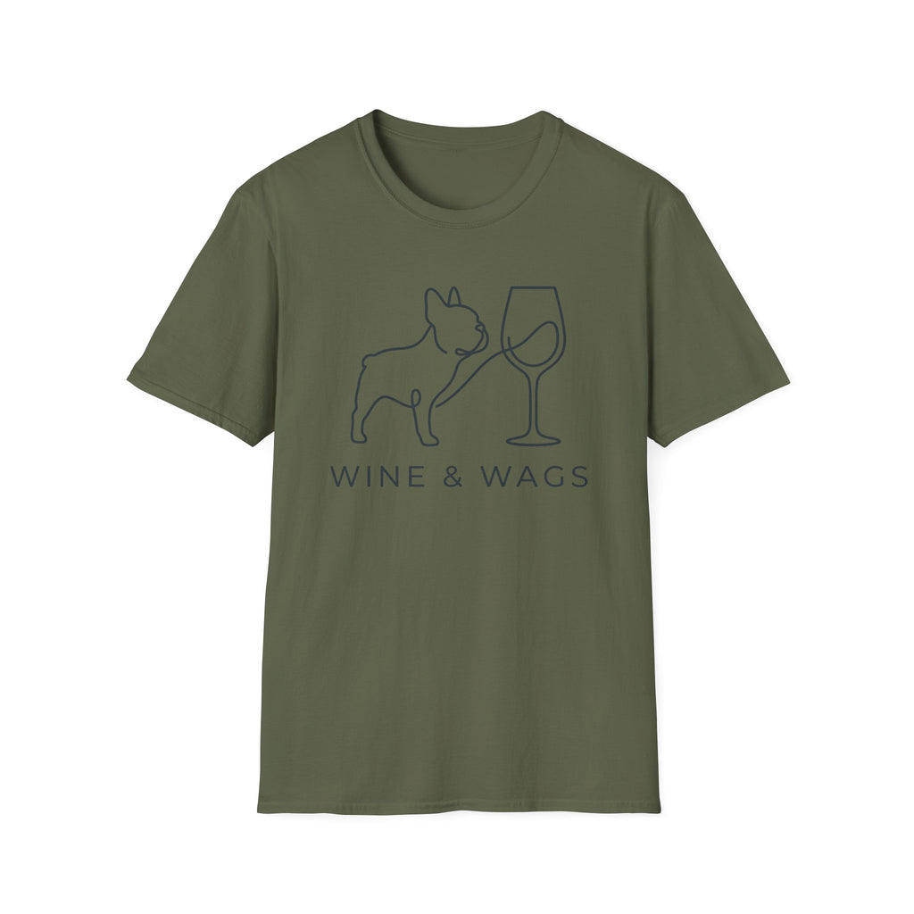 Wine & Wags T-Shirt — Dog and Wine Glass Tee