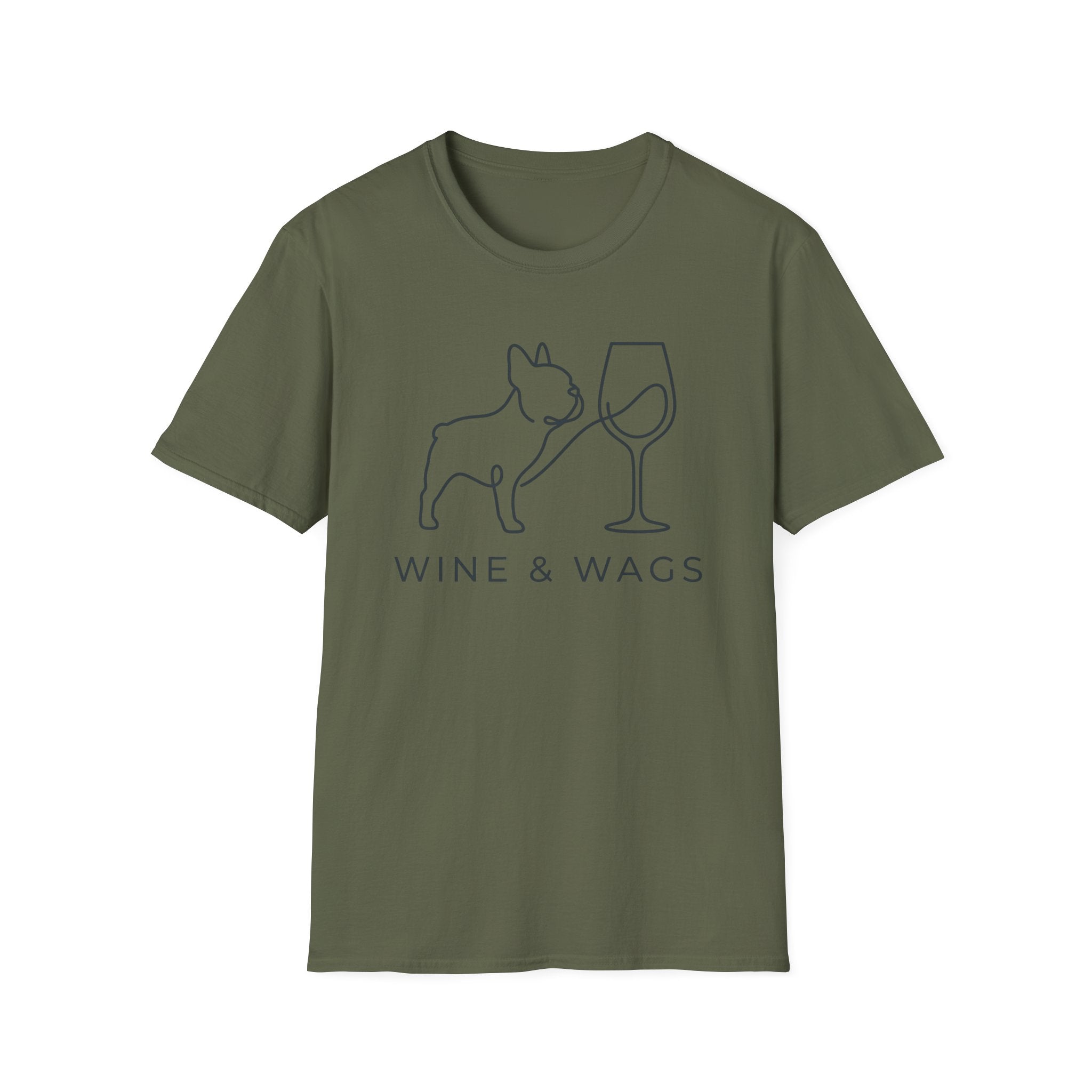 Wine & Wags T-Shirt — Dog and Wine Glass Tee